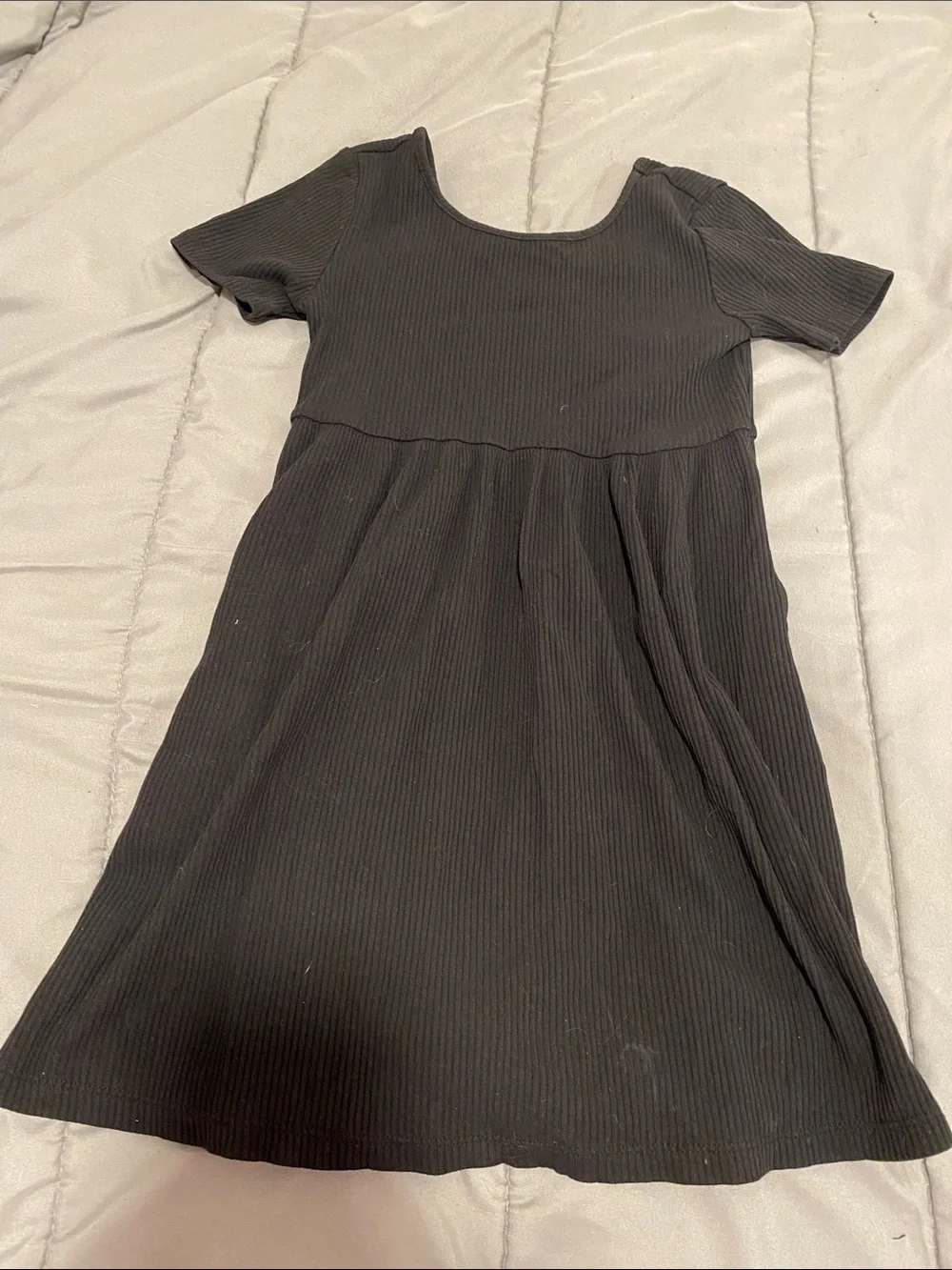 Old Navy Black Ribbed Short Sleeve A-Line Dress